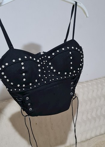 Siyah Deri Goth Mini Bustiyer - Görsel 4