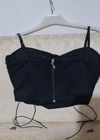 Siyah Deri Goth Mini Bustiyer - Görsel 2