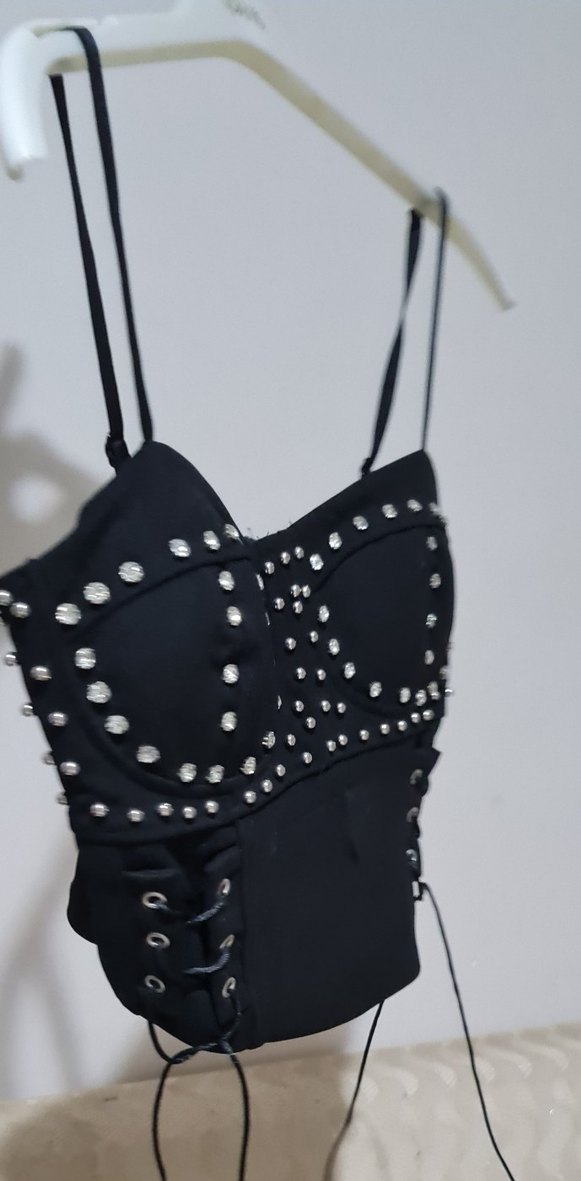 Siyah Deri Goth Mini Bustiyer - Görsel 3