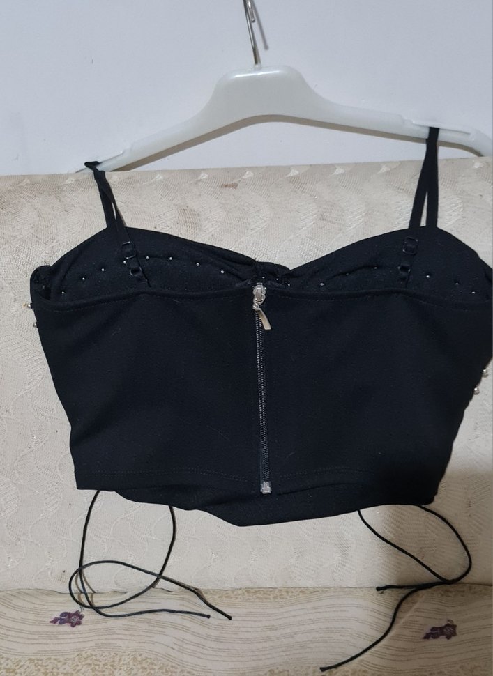 Siyah Deri Goth Mini Bustiyer - Görsel 2