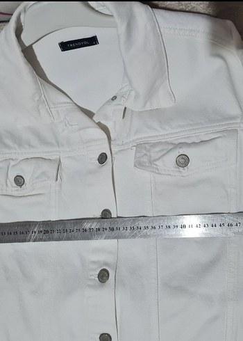 Beyaz Düğmeli Denim Erkek Ceket - Görsel 7