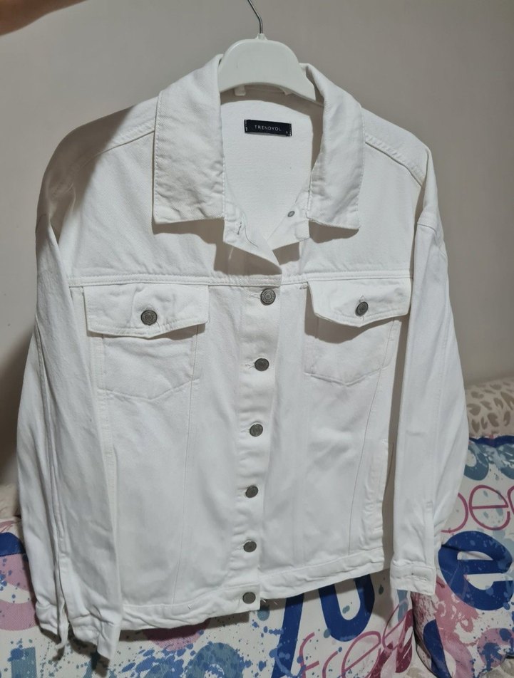 Beyaz Düğmeli Denim Erkek Ceket - Görsel 2