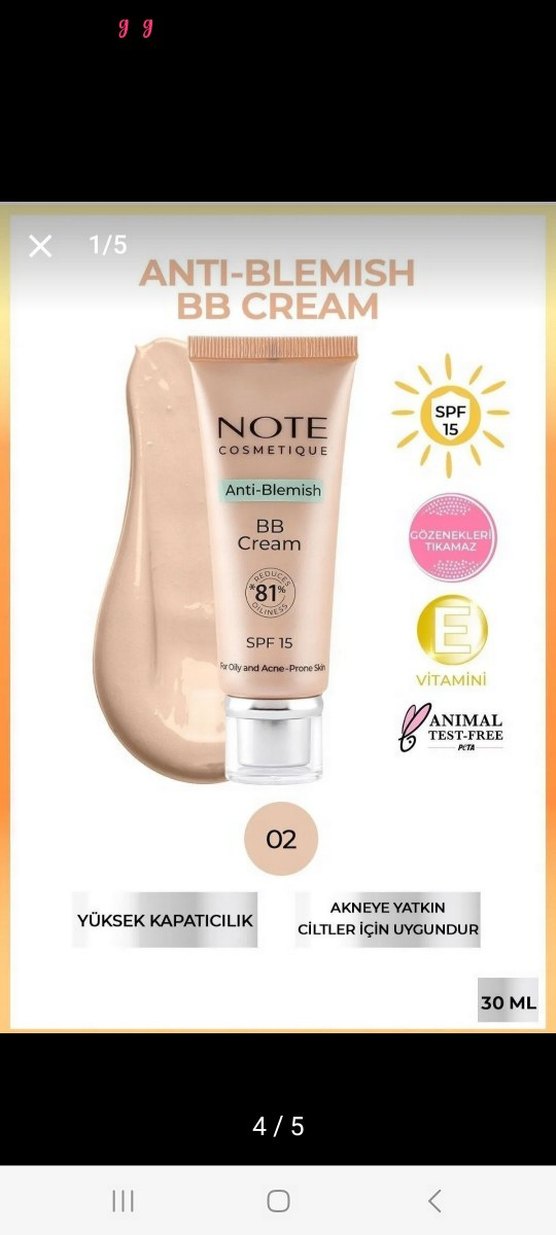 Note Anti-Blemish BB Krem SPF15 02 Bej - Görsel 5