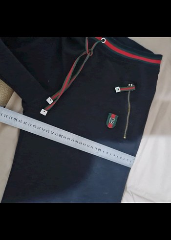 Fermuarlı Nakış Detaylı Siyah Kadın Eşofman - Görsel 5