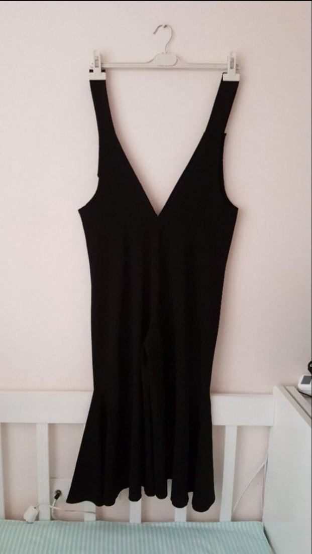 Kadın Siyah Geniş Paça Tulum - Görsel 3