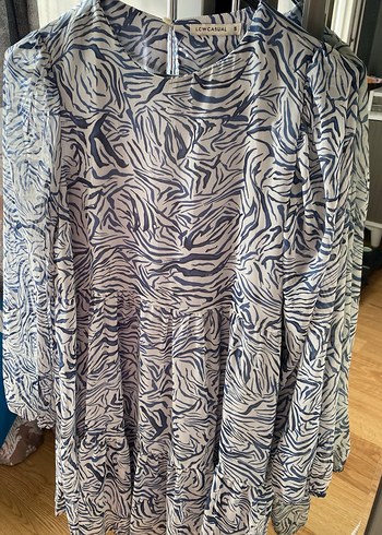 Zebra Desenli Uzun Kollu Kadın elbise - Görsel 5