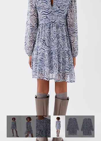 Zebra Desenli Uzun Kollu Kadın elbise - Görsel 3