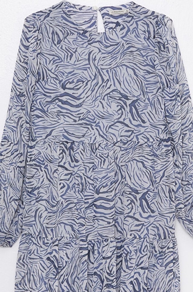 Zebra Desenli Uzun Kollu Kadın elbise - Görsel 2