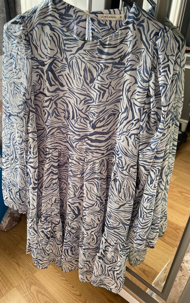 Zebra Desenli Uzun Kollu Kadın elbise - Görsel 4