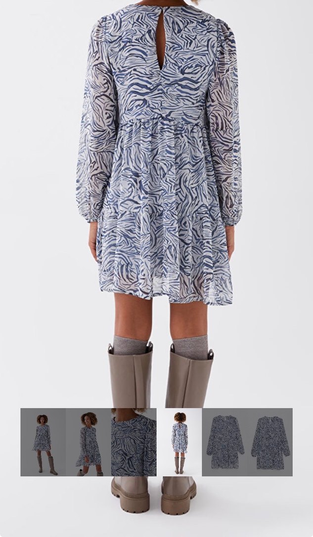 Zebra Desenli Uzun Kollu Kadın elbise - Görsel 3