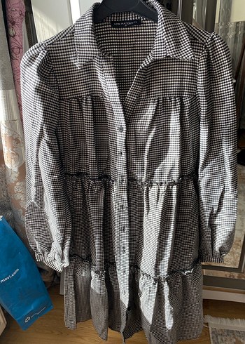 LCW Gri Ekose Desenli Uzun Kollu Midi Elbise yeni hiç giyilmedi - Görsel 3