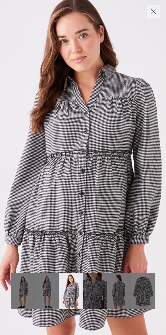 LCW Gri Ekose Desenli Uzun Kollu Midi Elbise yeni hiç giyilmedi - Görsel 5