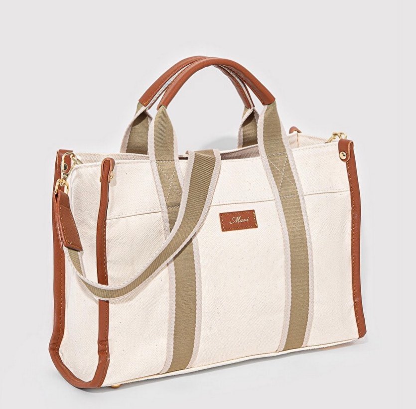 Mavi Bej Kadın El Çantası yeni etiketli sıfır ürün - Görsel 3