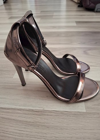 Diğer Gümüş Parlak Stiletto Topuklu Kadın Ayakkabı