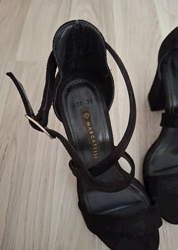 Diğer Marcatelli Siyah Süet Tokalı Stiletto Topuklu Kadın Ayakkabı