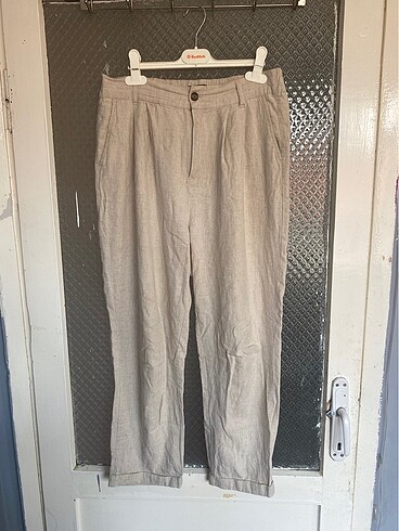 Bej rengi keten pantolon
