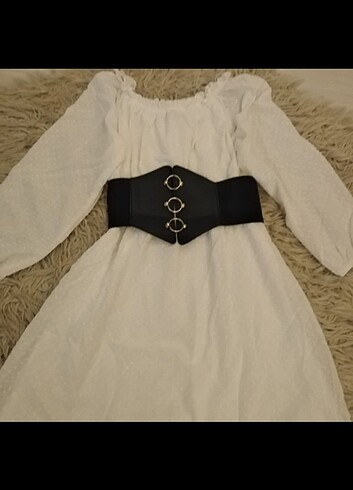 H&M Beyaz omzu açık lolita elbise