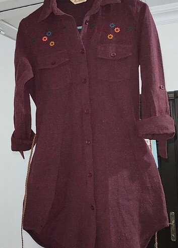 Diğer Bordo gömlek elbise