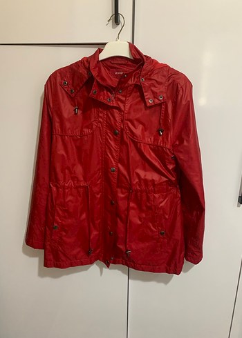 LCW Kadın Kırmızı Düğmeli Midi Yağmurluk - Görsel 3