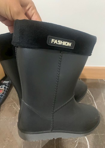 Siyah Kız Lastik Yağmur Çizmesi Velcro - Görsel 9