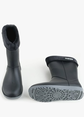 Siyah Kız Lastik Yağmur Çizmesi Velcro - Görsel 3