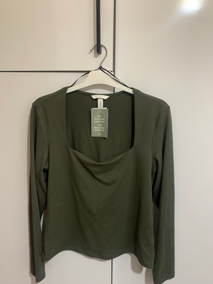 Hm Uzun Kollu Kadın Haki Bluz - Görsel 2