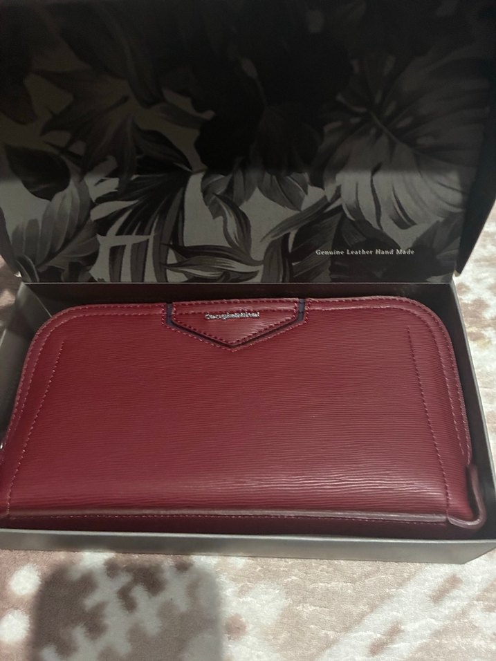 Bordo Deri Fermuarlı Kadın Cüzdan - Görsel 4