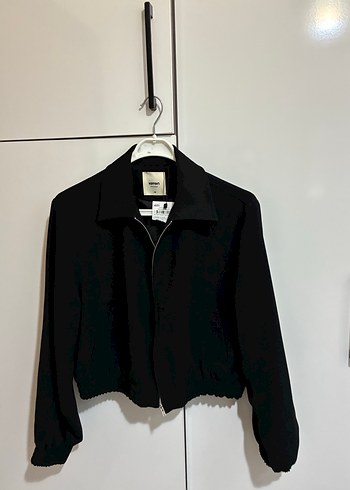 Siyah Kadın Bomber Ceket Fermuarlı - Görsel 3