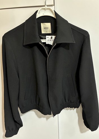 Siyah Kadın Bomber Ceket Fermuarlı - Görsel 6