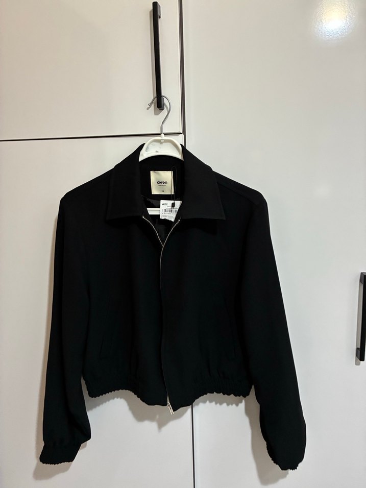 Siyah Kadın Bomber Ceket Fermuarlı - Görsel 3