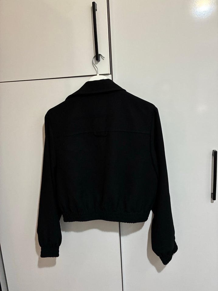 Siyah Kadın Bomber Ceket Fermuarlı - Görsel 5