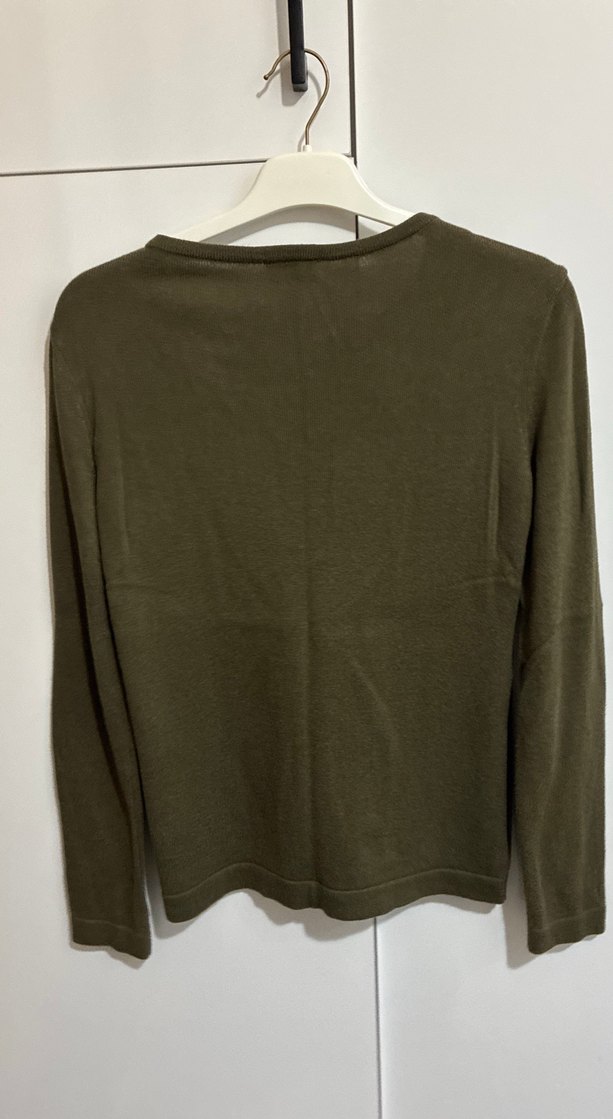 Polo Düğmeli haki Kadın Hırka - Görsel 4