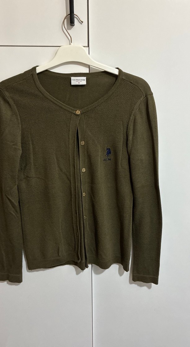 Polo Düğmeli haki Kadın Hırka - Görsel 2