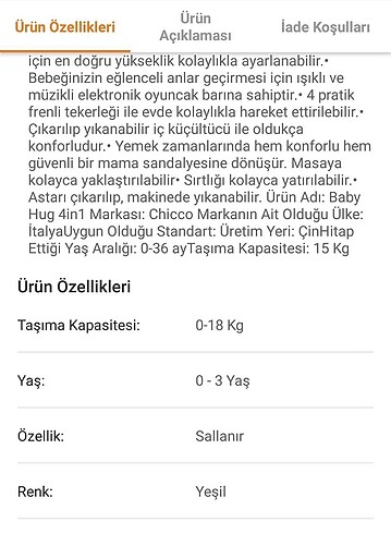  Beden turkuaz Renk Chicco anne yanı mama sandalyesi