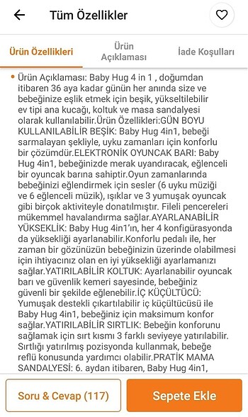  Beden Chicco anne yanı mama sandalyesi