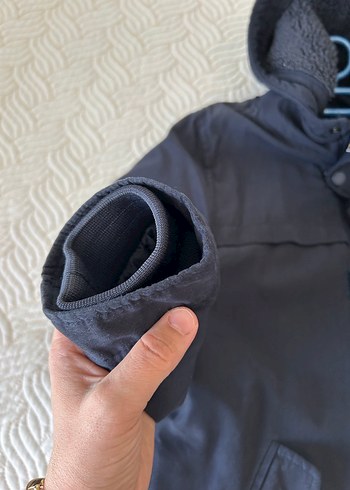10 Yaş Beden siyah Renk Siyah Fermuarlı Erkek Çocuk Kaban