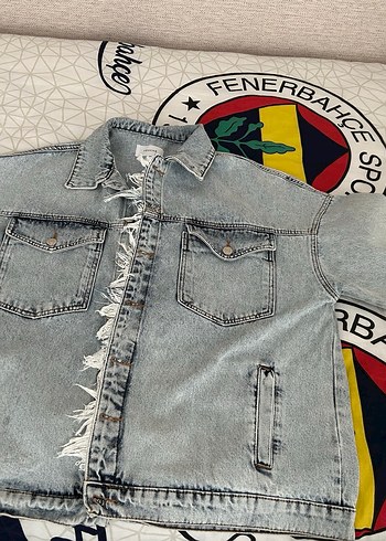 Gri Düğmeli Kadın Denim Ceket