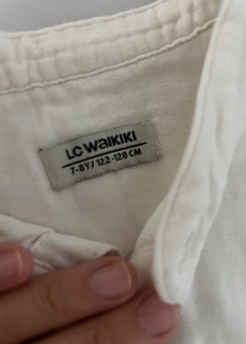 8 Yaş Beden beyaz Renk Erkek Çocuk Beyaz Keten Gömlek