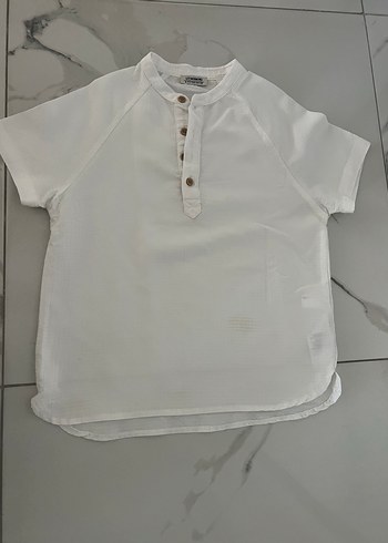 LC Waikiki Erkek Çocuk Beyaz Kısa Kollu Keten Gömlek