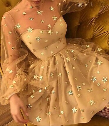 Tül abiye gold