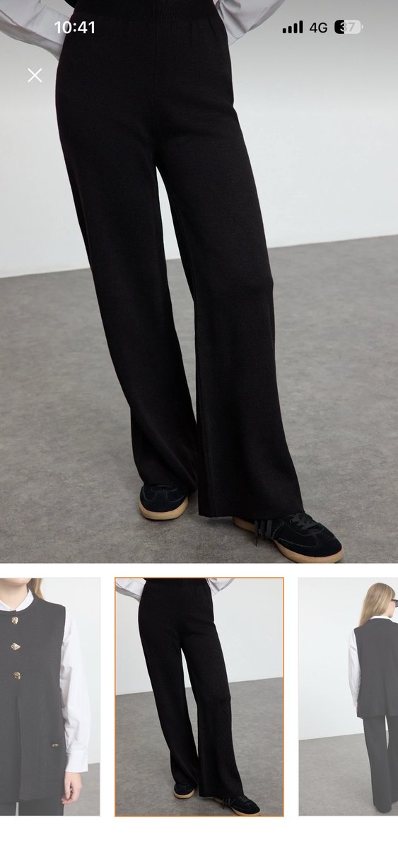 Düğmeli Siyah Kadın Pamuklu Yelek Takım - Görsel 3