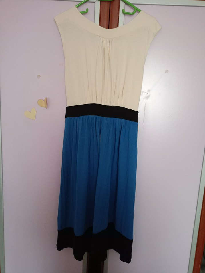 Düğmeli Bej Pamuklu  Midi Elbise - Görsel 4