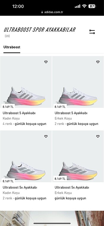 41 Beden Adidas Ultraboost 5 erkek koşu ayakkabısı