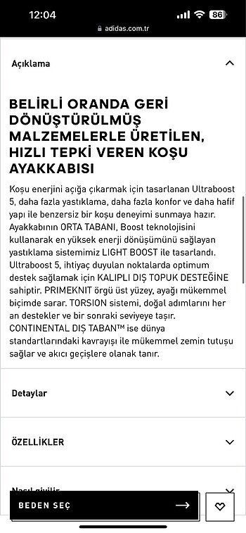 41 Beden çeşitli Renk Adidas Ultraboost 5 erkek koşu ayakkabısı