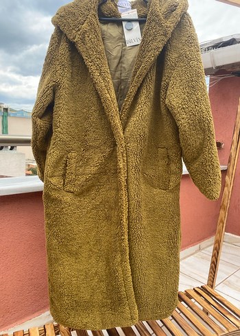 38 Beden Kahverengi Uzun Peluş Kadın Kaban