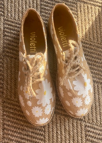 Bej Çiçekli Bohem Kadın Espadril - Görsel 7