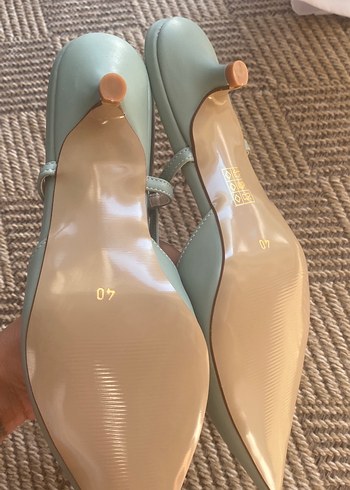 40 Beden Yeşil Stiletto Topuklu Kadın Babet