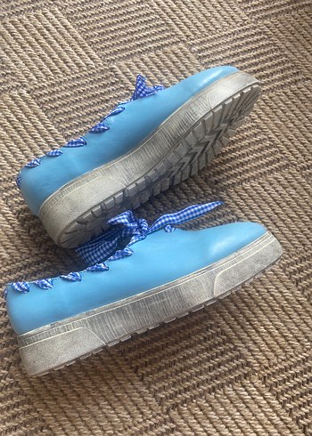 Mavi Fiyonklu Kadın Dolgu Topuklu Espadril - Görsel 4