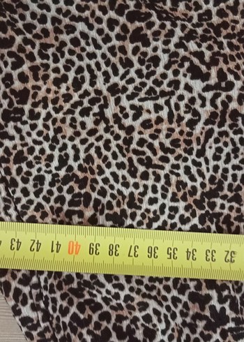 l Beden kahverengi Renk Kadın leopar Desenli Kumaş Pantolon