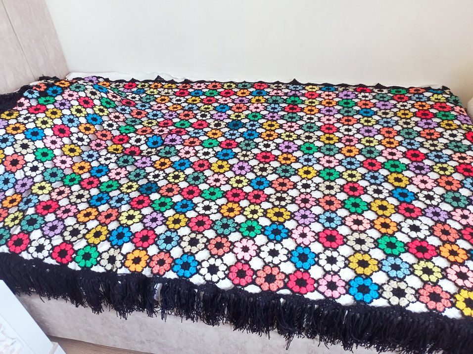 el emeği motifli yatak örtüsü, çeyizlik - Görsel 2